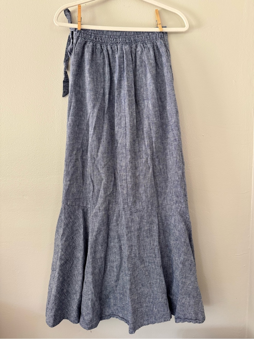 Express Chambray Faux Wrap Ruffle Maxi Skirt - Picture 4 of 7